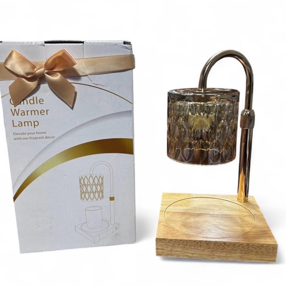 Elegant Candle Warmer Lamp with Wood Base